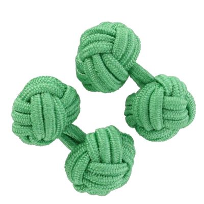 Crookhorndavis Silk Knot Cufflink Set In Green