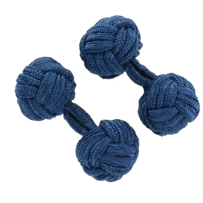 Crookhorndavis Silk Knot Cufflink Set In Blue