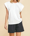 PINCH SLEEVELESS KNIT TOP IN OFF WHITE