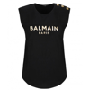 BALMAIN WOMEN'S T-SHIRT TANK WITH GOLD FOIL LOGO IN BLACK