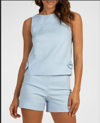 Trina Turk Cayley Sleeveless Side-bow Top In Cirrus Blue