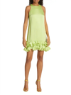 TRINA TURK FEATHER DRESS IN LIME GREEN