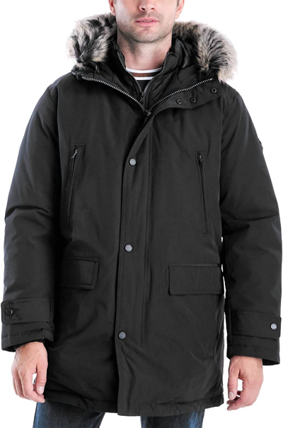 Michael Kors Men's Mmk791896 Heavyweight Hooded Snorkel Parka Coat With Bib In Black