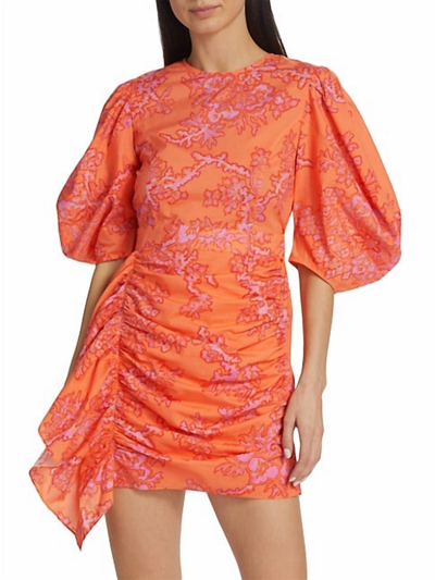 Rhode Pia Floral Print Mini Dress In Coral Reef Grande