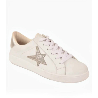 Maker's Sneakers With Silver Rhinestone Star In White