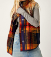 Free People Wrapped Up Blanket Vest Navy And Gold M In Multi