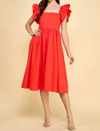 Tcec Stella Square Neckline Dress In Coral In Pink