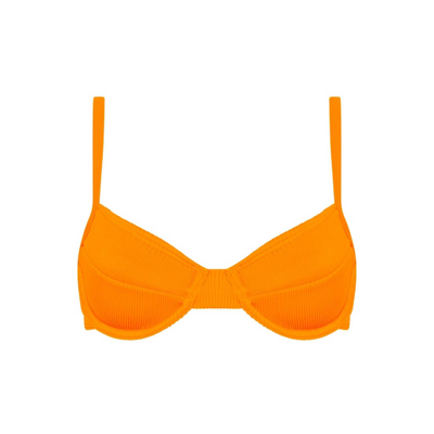 Kulani Kinis Ditzy Underwire Bikini Top In Papaya Ribbed-orange