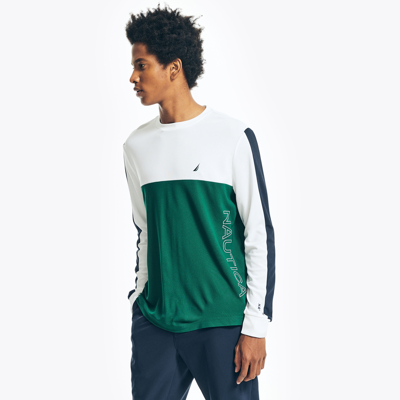 Nautica Navtech Sustainably Crafted Colorblock Long-sleeve T-shirt In Green