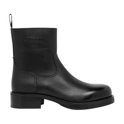 Acne Studios Logo Ankle Boots In Black