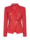 Balmain Double-breasted Wool Blazer In Rouge Vif