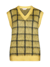 Marni Check Mohair-blend Vest In Maize