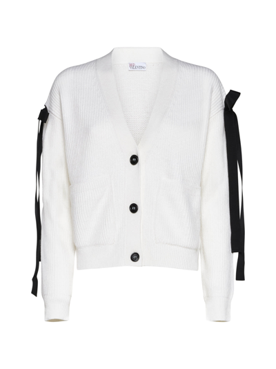 Red Valentino Redvalentino Bow Buttoned Cardigan In Ivory