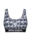 Palm Angels Palm Tree-print Cropped Top In Black White