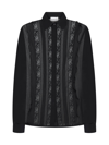 P.a.r.o.s.h Floral-lace Semi-sheered Shirt In Nero