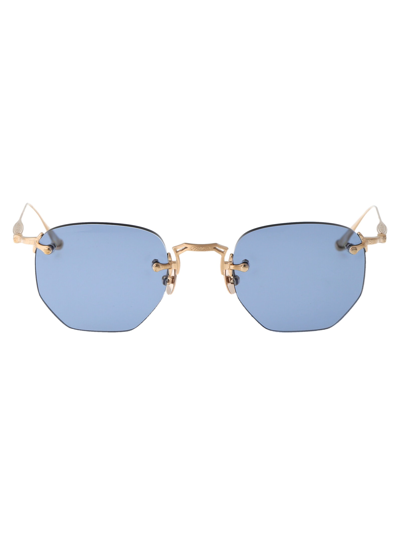 Matsuda Sunglasses In Bg4 Brushed Gold - Cobalt Blue