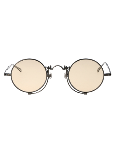 Matsuda Black 10601h Sunglasses In As Antique Silver, Cafe Light Brown