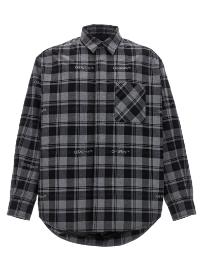 Off-white Check Flannel Padded Jacket In Gris