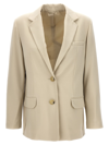 Helmut Lang Tailored Jacket With Notched Lapel And Distinctive Logo In Beige