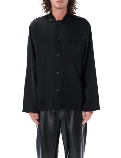 Nanushka Long Sleeved Buttoned Satin Shirt In Black