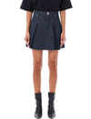 Balmain Women's Mini Monogram Skirt In Blue Jean
