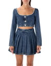 Self-portrait Denim Top In Blue