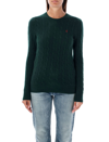 Polo Ralph Lauren Wool And Cashmere Cable Knit Crew Neck Sweater In College Green