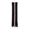 Moncler Logo Patch Stripe Virgin Wool Fringe Scarf In Black