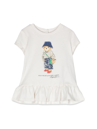 Ralph Lauren Babies' Polo Bear-print Cotton T-shirt In White