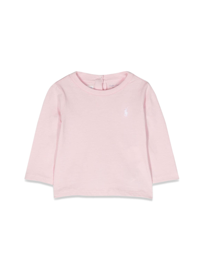 Ralph Lauren Babies' Logo-embroidered Cotton T-shirt In Pink