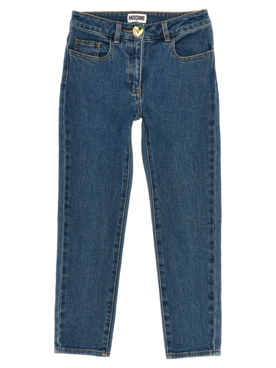 Moschino Kids' Button Detail Jeans In Blue