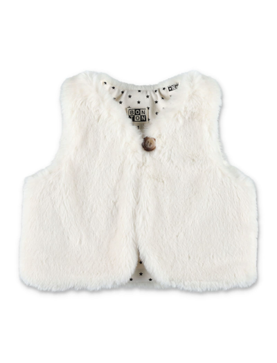 Bonton Kids' Gilet In Eco-fur In White