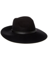 Phenix Wide Brim Leather-trim Wool Fedora In Black