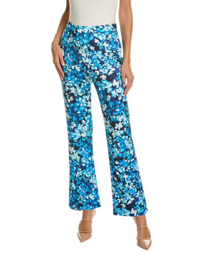 Badgley Mischka Women's Floral Neoprene Straight-leg Trousers In Blue