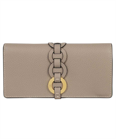 Chloé Darryl Long Flap Wallet In Grey