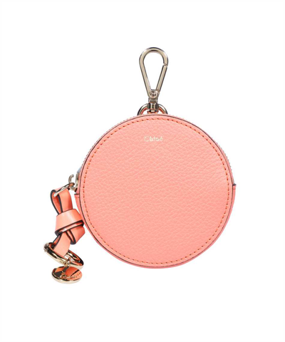 Chloé Alphabet Small Round Wallet In Pink