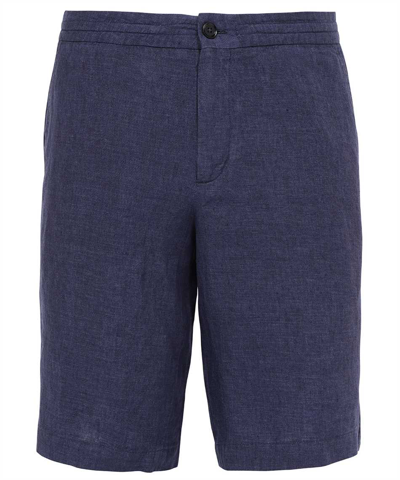 Zegna Washed Linen Shorts In Blue