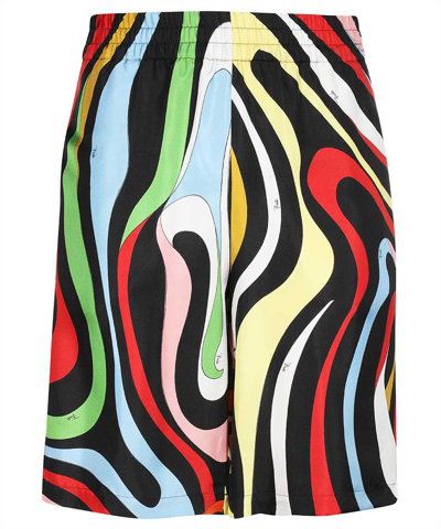 Emilio Pucci Abstract-pattern Silk Shorts In Multicolor