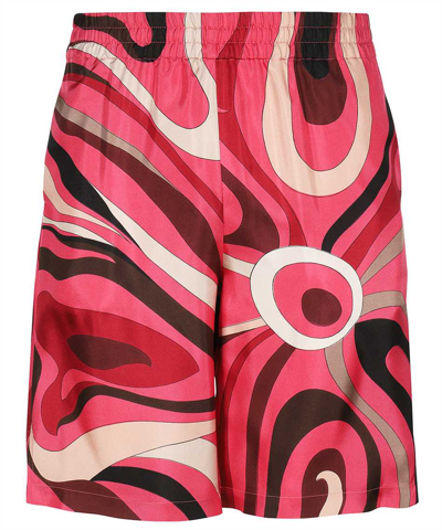 Emilio Pucci Abstract-pattern Silk Shorts In Pink