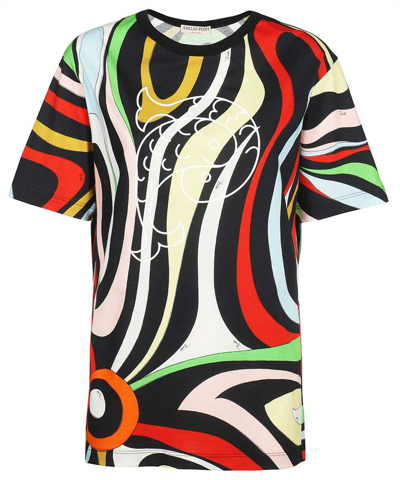 Emilio Pucci Abstract-print Cotton T-shirt In Multicolor