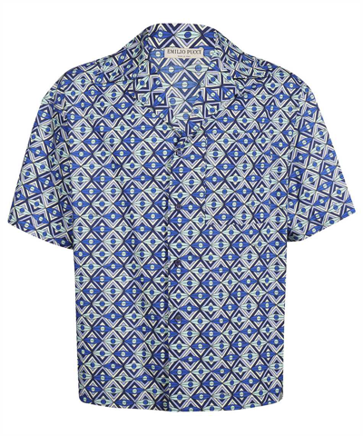 Emilio Pucci Geometric-print Short-sleeve Shirt In Blue