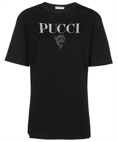 Emilio Pucci Logo-print Cotton T-shirt In Black