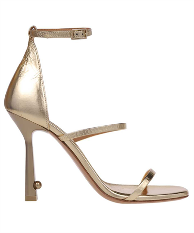 Off-white Strappy Leather Sandals In Gold