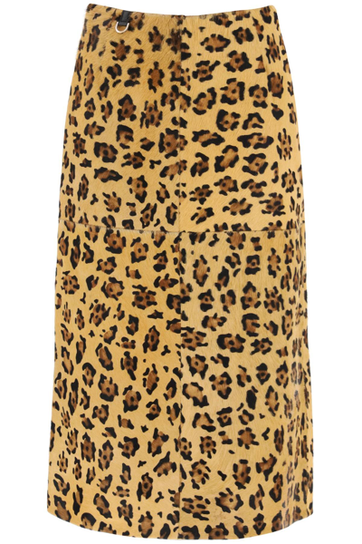 Saks Potts 'carolyn' Midi Skirt In Leopard Ponyskin In Multi-colored