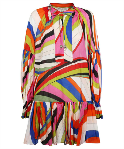 Emilio Pucci Flounced Print Dress In Multicolor