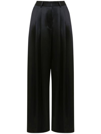 Jw Anderson Double-pleated Wide-leg Satin Trousers In Multi-colored