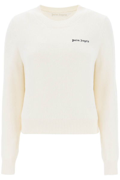 Palm Angels Logo Sweater In White