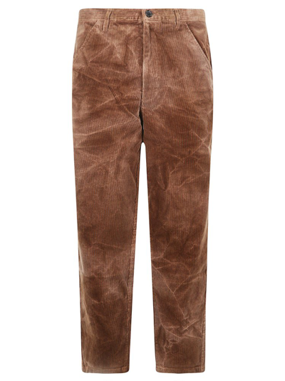 Comme Des Garçons Shirt Garment-dyed Cotton-corduroy Trousers In Brown