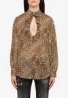 Dsquared2 Leopard Print Cotton Voile Shirt In Brown