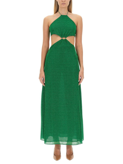Oseree Green Lumière Halterneck Cut-out Maxi Dress